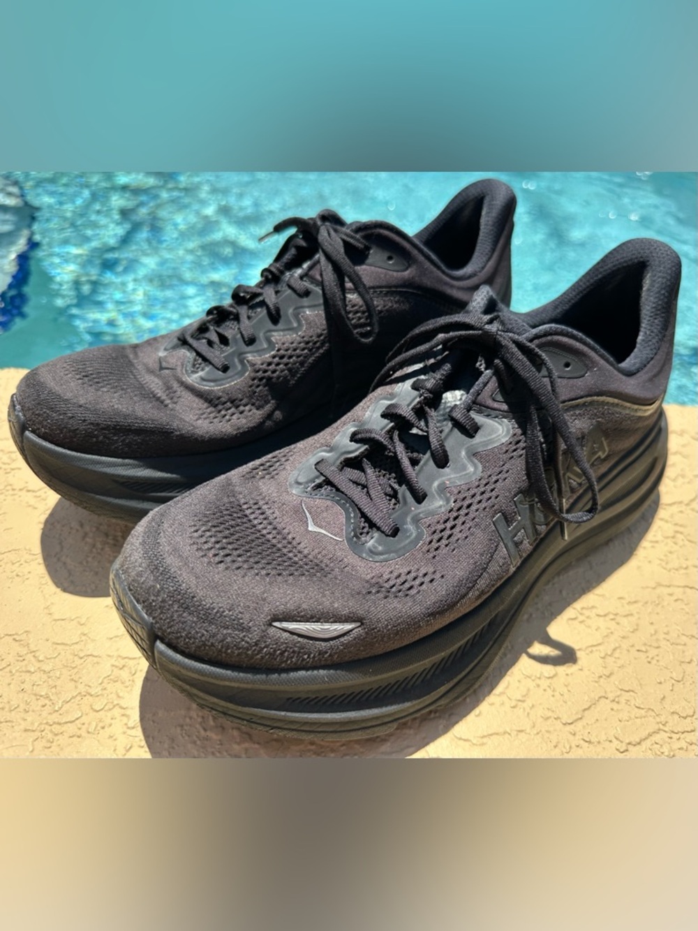 Hoka One One Bondi 9 Triple Black Running Shoes 1162011 BBLC Men’s Size 13 Clean